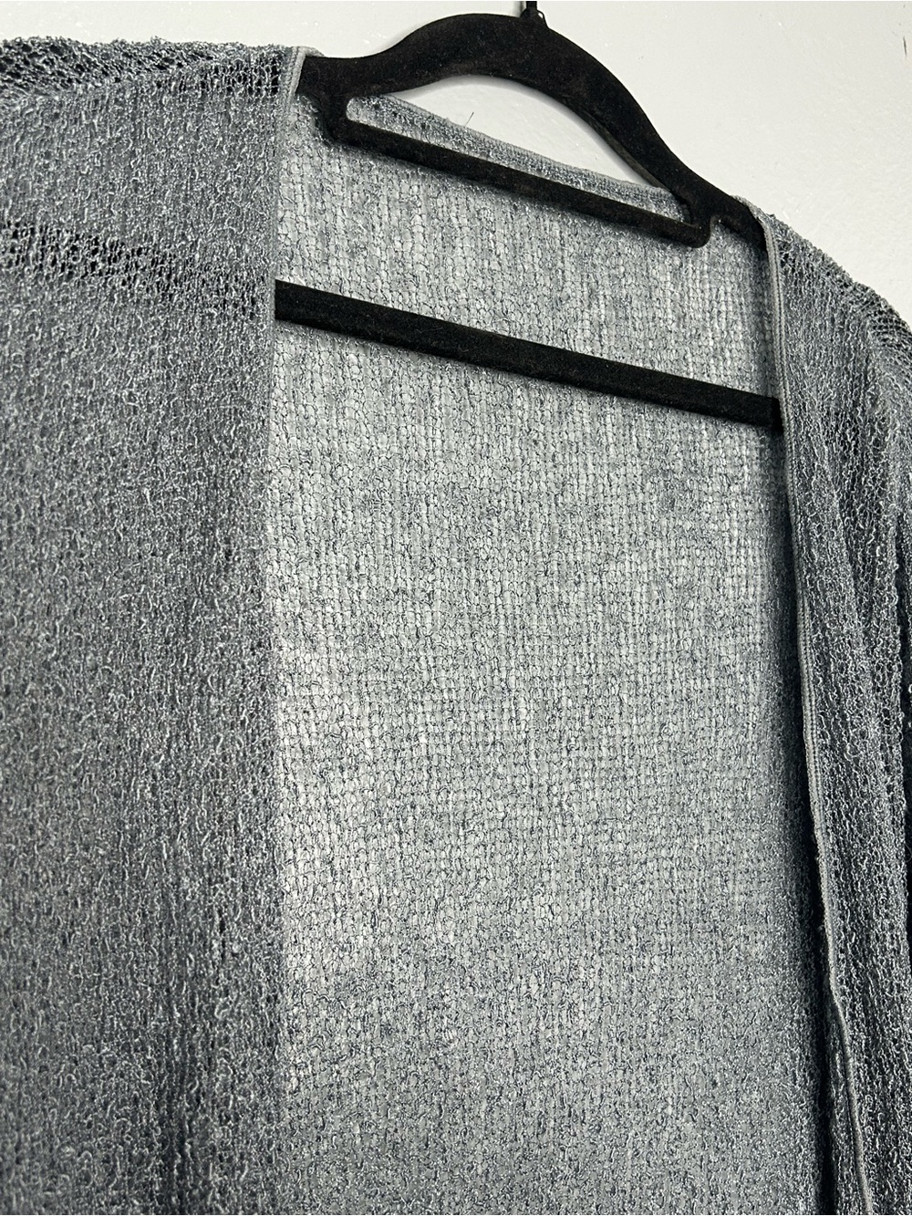 Gray Sheer Open-Front Ruffled Hem whimsigoth witchy Cardigan Shrug - Picture 5 of 11